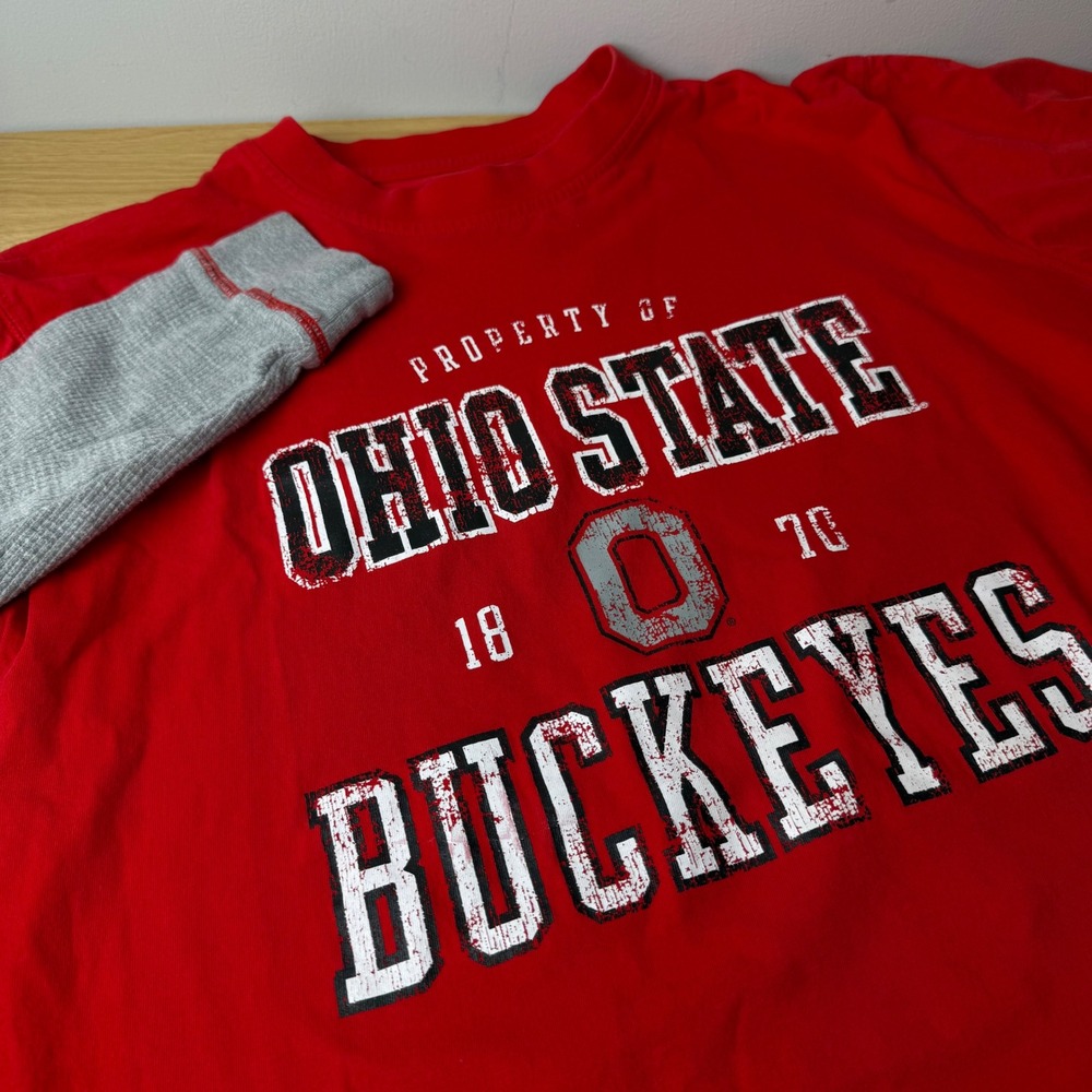 NCAA Ohio State Buckeyes Shirt Mens Medium Layered Look Thermal‎ Sleeve Game Day